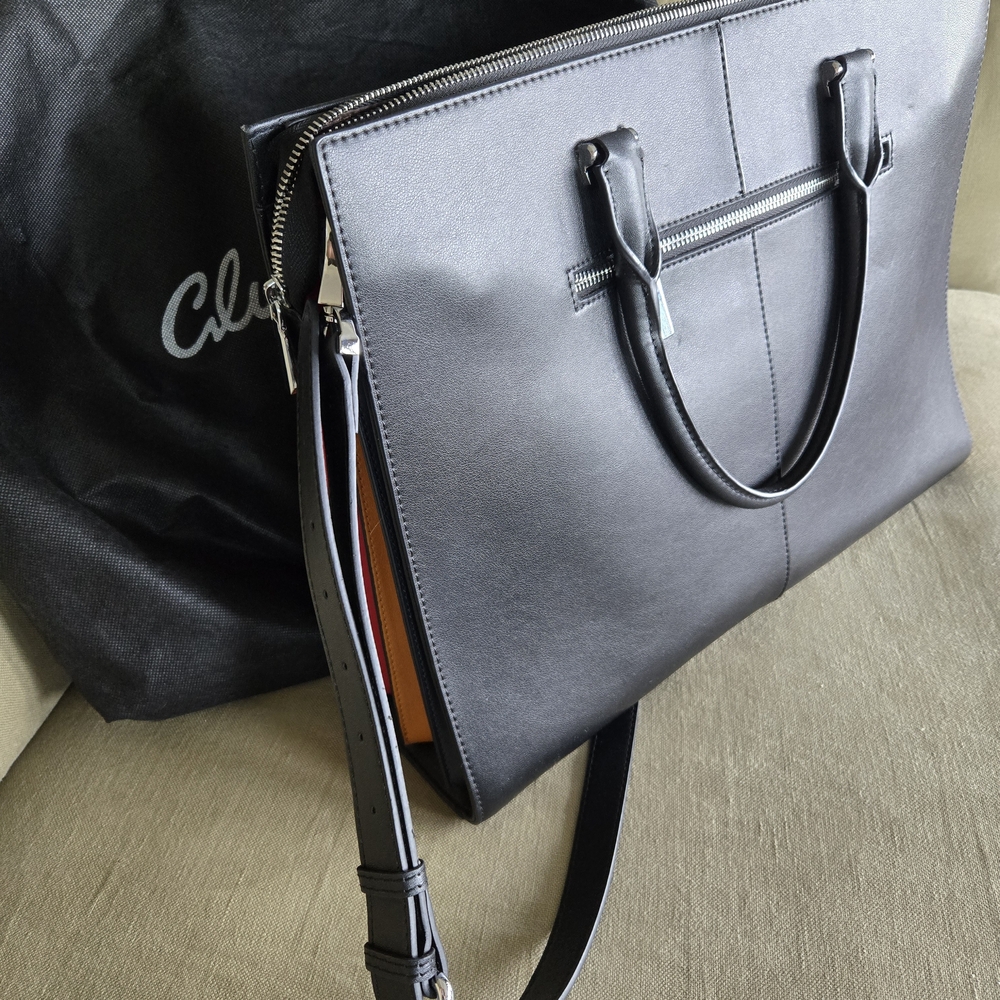 CLUCI Briefcase Oil Wax Leather Slim 15.6 Inch Vintage Large Laptop Bag